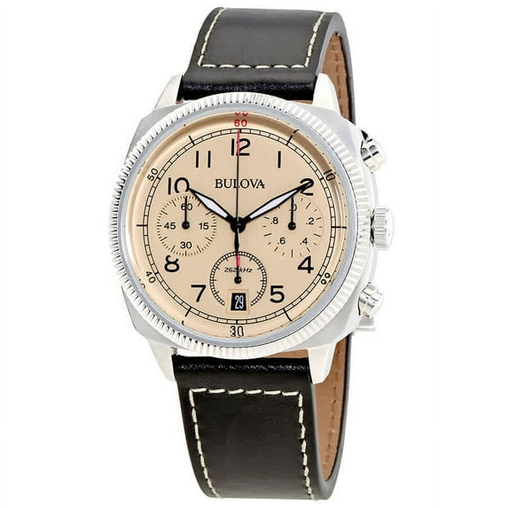 Men's Leather Chronograph Watch, 96B231