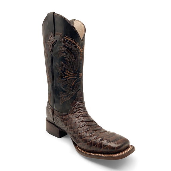 The Western Shops Men’s Leather Cowboy Boot Square Toe Embossed Python Print