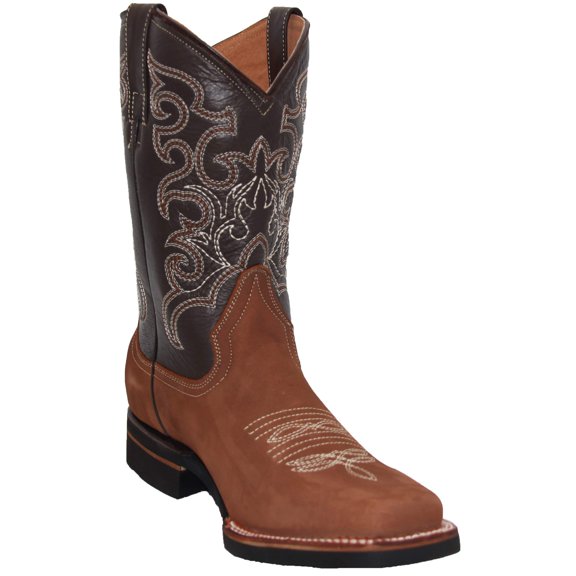 Men's Leather Cowboy Western Boot, Square Toe, Black, Brown