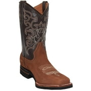 Mens Leather Cowboy Western Boot, Square Toe, Black, Brown