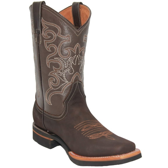 Men's Leather Cowboy Western Boot, Square Toe, Black, Brown