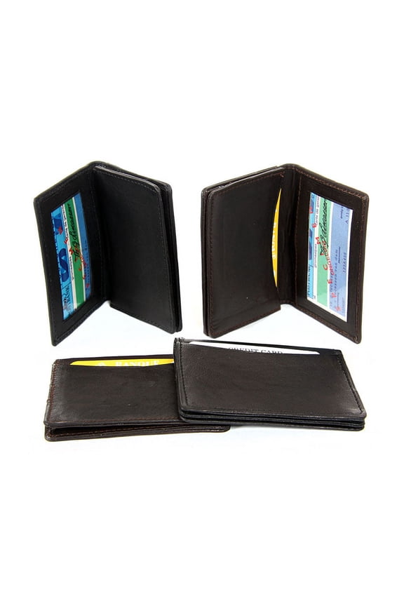 Men's Leather Credit Card & ID Holder Slim Design Black Wallet 3 x 4 inches