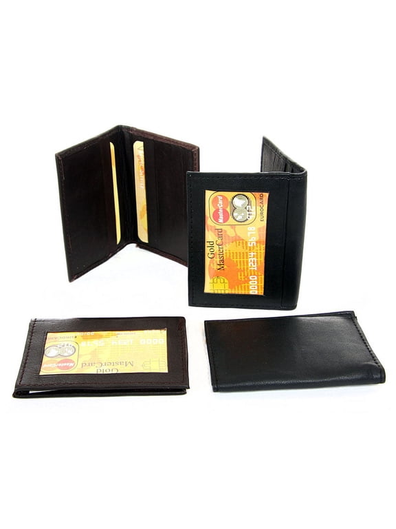 Men's Leather Credit Card & ID Holder Slim Design Brown Wallet 3 x 4 inches