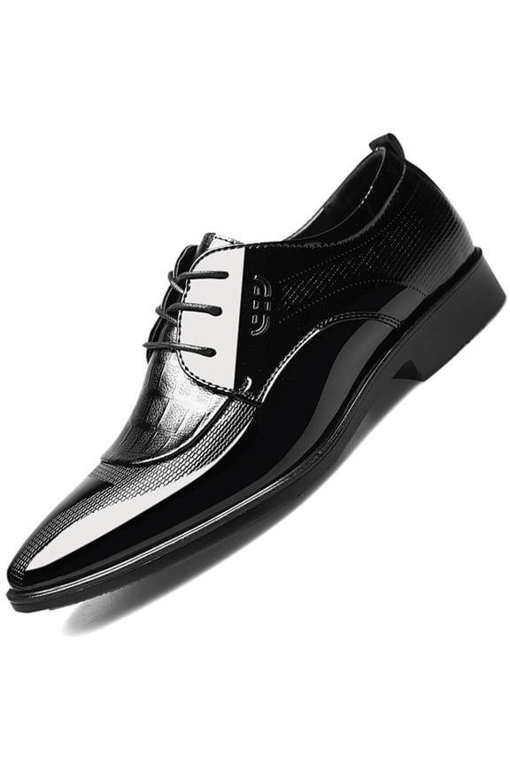 Men's Leather Dress Oxfords - Lace-Up Formal Derby Shoes for Business Casual, Modern Classic Comfort Tuxedo Derby Shoes for Men