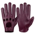 thumbnail image 1 of Men’s Leather Driving Gloves, Biking Gloves Made With Genuine Leather, Full Finger Knuckle Less Touchscreen Fashion Style Burgundy, 1 of 2