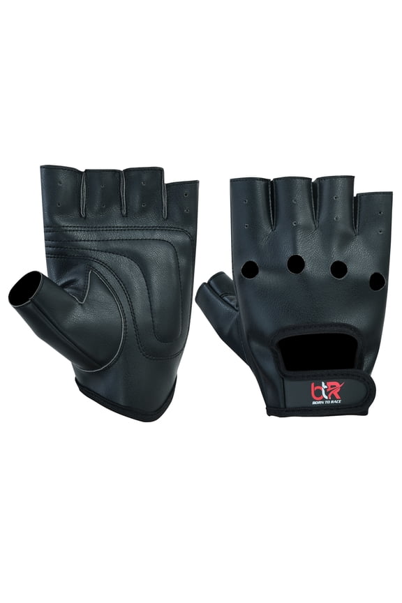 Men's Leather Driving Gloves Fingerless Bus Driver Gloves Vegan Pu Leather Half Finger Fashion Classic Gloves New Black-2XL