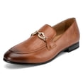 thumbnail image 1 of Men's Leather Faux Leather Loafers Wedding Dress Shoes Brown Men's Gold Buckle, Brown-11, 13 US, 1 of 5