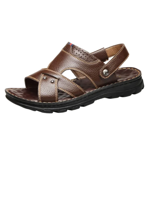 Men's Leather Flat Sandbeach Sandals Casual Slipper Shoes