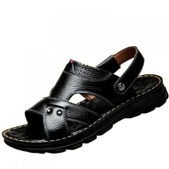 Men's Leather Flat Sandbeach Sandals Casual Slipper Shoes