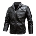 thumbnail image 1 of Men's Leather Jacket Autumn Winter Fashion Casual Thick Warm Coat with Pockets Stylish Outerwear, 1 of 1