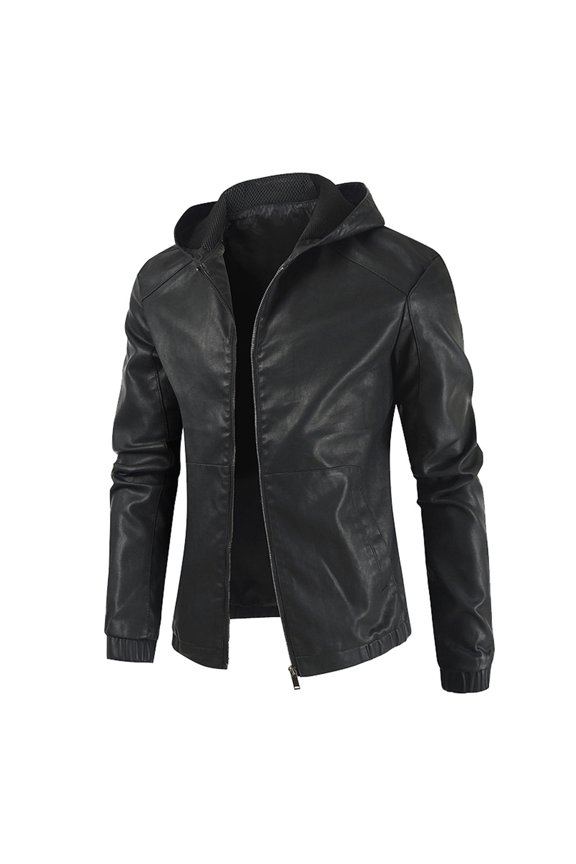 Men's Leather Jacket Casual Winter Coat with Zipper Pockets Stylish Baseball Flying Outerwear