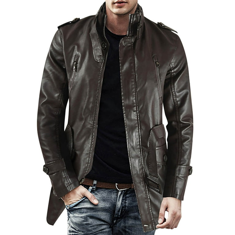 Men's Leather Jacket Fall Winter Thick Leather Lined Jackets