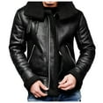 thumbnail image 1 of Men's Leather Jacket High Neck Warm Winter Coat Zippered Outerwear Stylish Top Layer for Cold Weather, 1 of 2