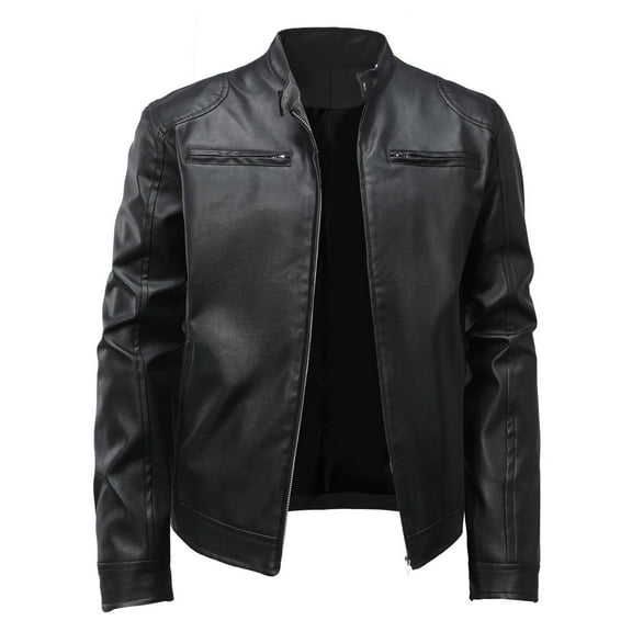 Men's Leather Jacket Motorcycle Windproof Lightweight Comfortable Stylish Outerwear for Casual Daily Wear