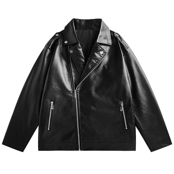 Men's Leather Jacket Windproof Motorcycle Coat Stylish Outerwear for Casual Winter Fall