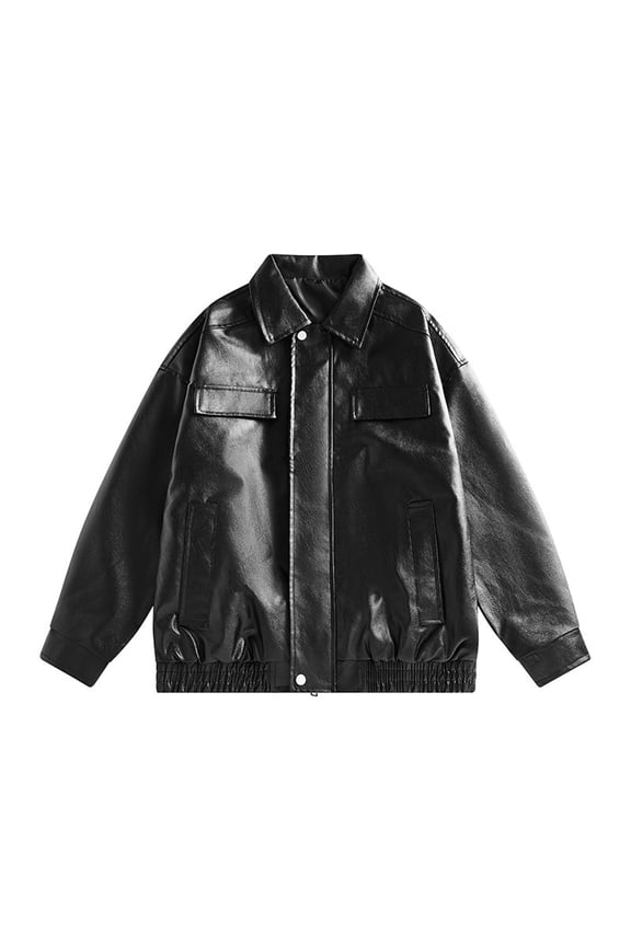 Men's Leather Jacket Windproof Stylish Outerwear for Autumn Winter Casual Motorcycle Coat