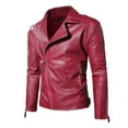 thumbnail image 1 of Men's Leather Jacket Winter Warm Coat Fashion Stand Collar Long Sleeve Outerwear with Pockets, 1 of 2