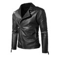 thumbnail image 1 of Men's Leather Jacket Winter Warm Coat Fashion Stand Collar Long Sleeve Outerwear with Pockets, 1 of 1
