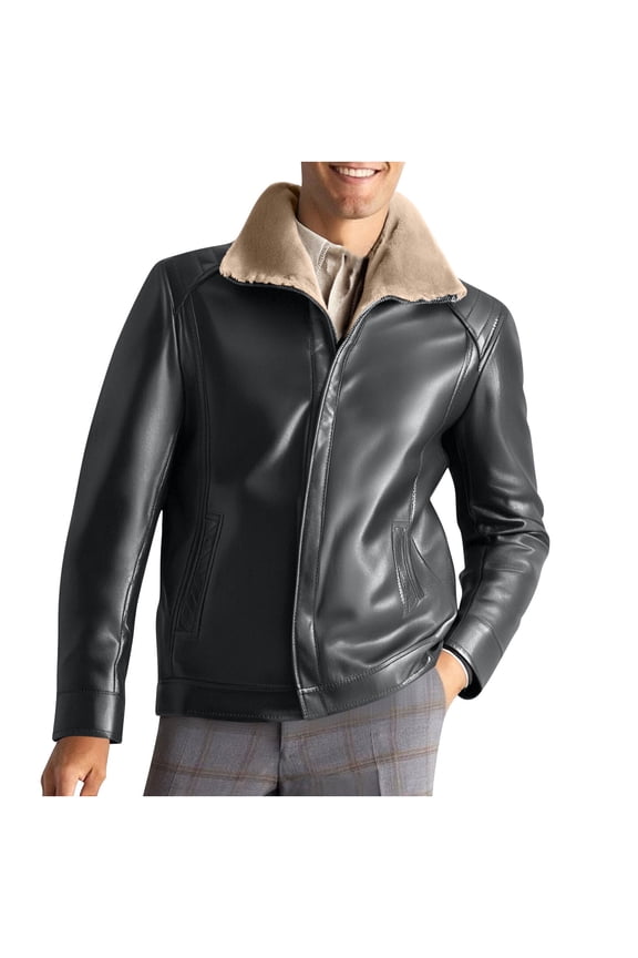 Men's Leather Jackets, Faux Bomber Jacket for Men Motorcycle Lapel Zip-Up Slim Fit Biker Coat Big & Tall L-5XL