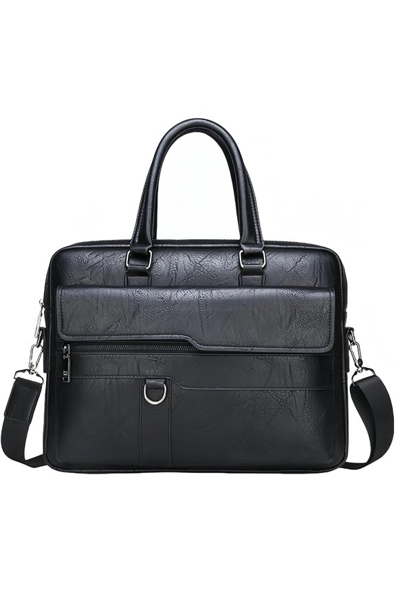 Men's Leather Laptop Bag 15 IN, Water-Resistant Briefcase Messenger Bag for Work, Business,  Crossbody Office Satchel