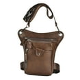thumbnail image 1 of Men\'s Leather Leg Pouch Bag Motorcycle Waist Pack Outdoors Carrying Pouch Brown, 1 of 6