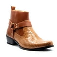thumbnail image 1 of Men's Leather Lined Snake Print Croco Design Western Cowboy Boots, Brown, 7.5, 1 of 3