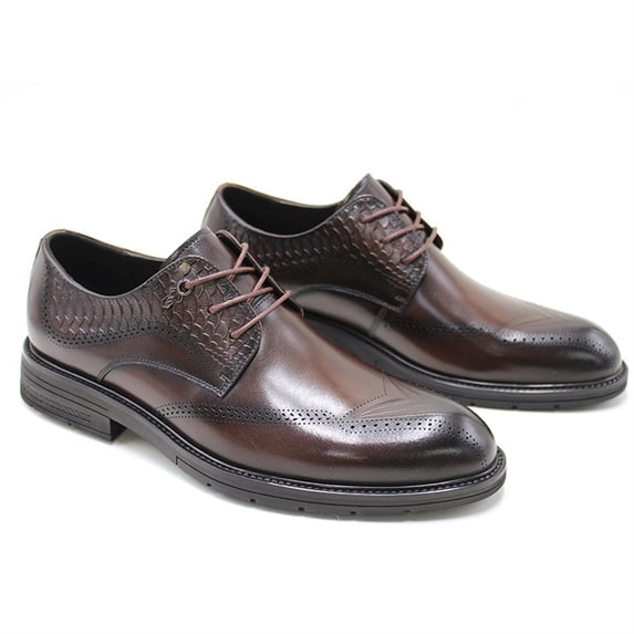 Men's Leather Men's Shoes Business Formal Wear Men's Leather Shoes High-end Top Layer Cowhide Brogue Carved Derby Shoes