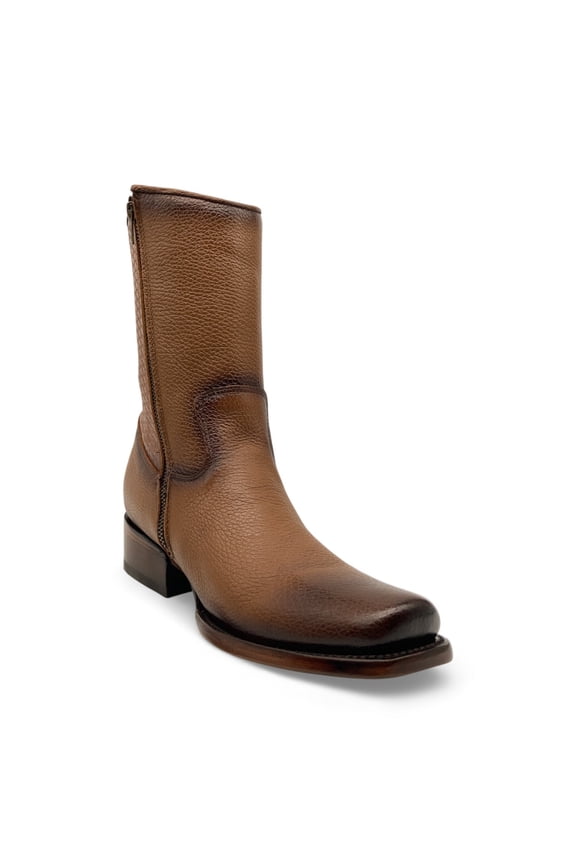 Men’s Genuine Leather Midcalf Western Cowboy Boot, With Side Zipper, Square Toe