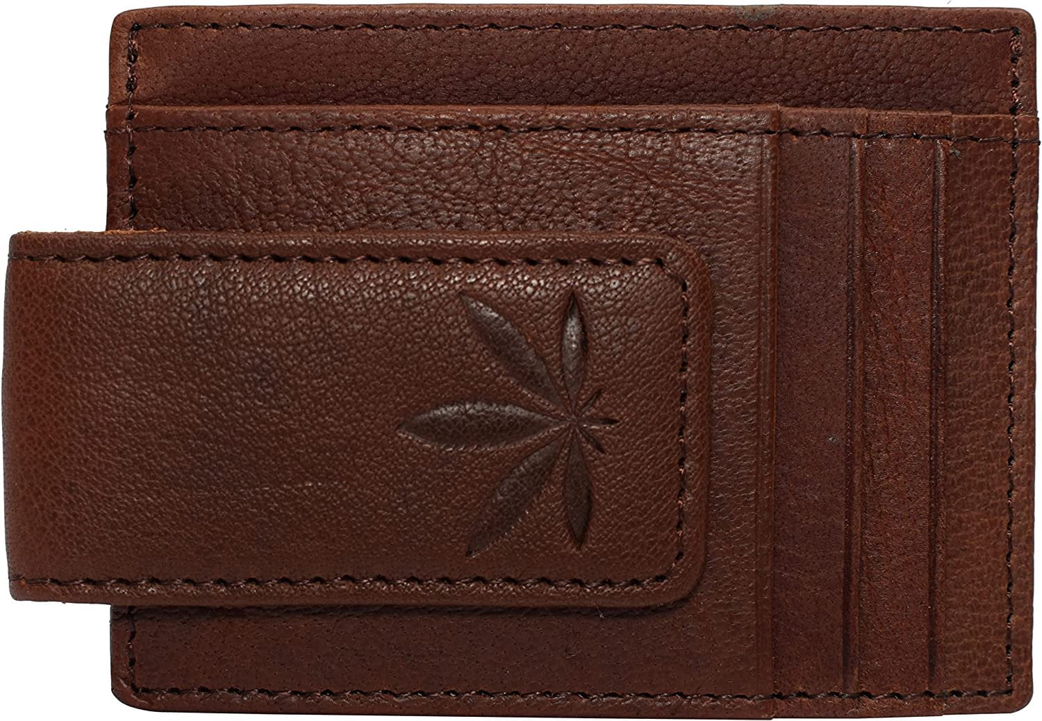 Men's Leather Minimalist Magnetic Card Case with Money Clip Front ...