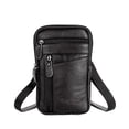 thumbnail image 1 of Men's Leather Mobile Phone Waist Pouch, Coffee Multifunctional Belt/Crossbody Bag, 1 of 7