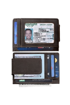 Men's Leather Money Clip, EEEkit RFID Blocking Wallet, Magnetic and Slim Purse, Card Holder, Business Card Billfold