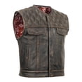 thumbnail image 1 of Men's Leather Motorcycle Vest – Club Style Biker Vest with Breathable Panels and Multiple Pockets, 1 of 4