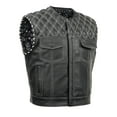 thumbnail image 1 of Men's Leather Motorcycle Vest – Club Style Biker Vest with Breathable Panels and Multiple Pockets, 1 of 3