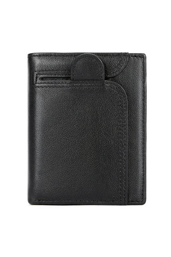 Men’s Leather RFID Blocking Slim Bifold Wallet – Genuine Leather Compact Card Holder with 14 Card Slots, Zipper Coin Pocket, Slim Purse, Black Coffee Brown