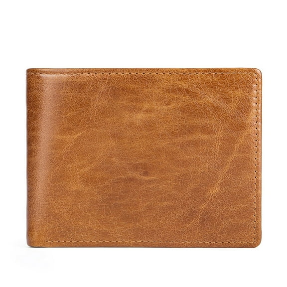 Men’s Leather RFID Blocking Slim Bifold Wallet – Genuine Leather Compact Card Holder Purse with 9 Card Slots, Coin Pocket, Cash Compartments, Snap Button Closure – Black Brown Coffee