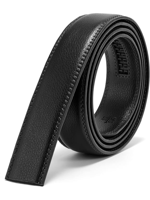 Men's Leather Ratchet Belt Strap without Buckle, Replacement Leather Belt Strap 35mm/1.38", Fit 40mm/1.57” buckle