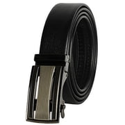 Men's Leather Ratchet Belt, one size 24"-56" Waist, Automatic Click, Adjustable Buckle, Gift Box by CANDOR AND CLASS A03Z Black