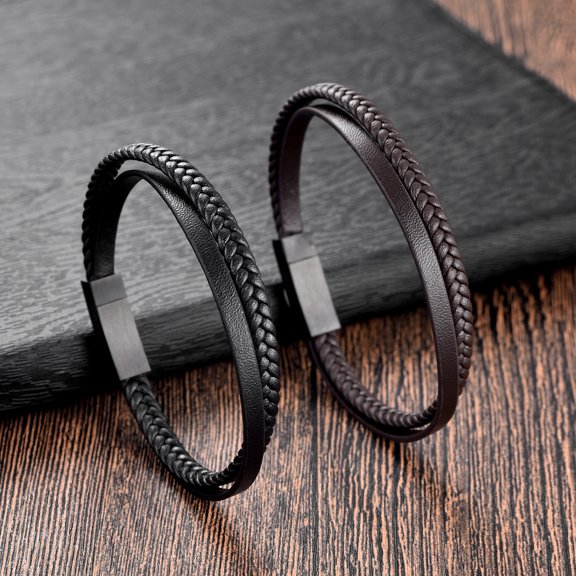 Men's Leather Rope Stainless Steel Couple Leather Bracelet