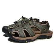 Men's Leather Sandals Beach Nonslip Summer Outdoor Sport Hiking Closed Toe Shoes