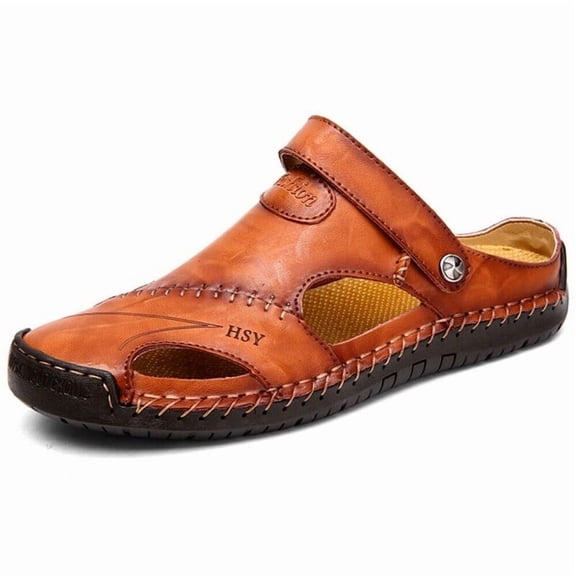Men's Leather Sandals Water Shoes Casual Fisherman Beach Slippers Summer Driving