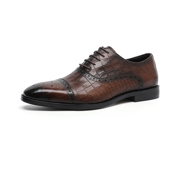 Men's Leather Shoes Business Dress Men's Shoes Embossed Leather Shoes Men's Genuine Leather Cow Carved Oxford Shoes