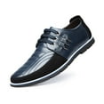 thumbnail image 1 of Men's Leather Shoes Loafers Casual Oxford Lace Up Business Classic Comfortable Driving Office Walking Moccasin British Fashion Blue, 7.5 US, 1 of 1