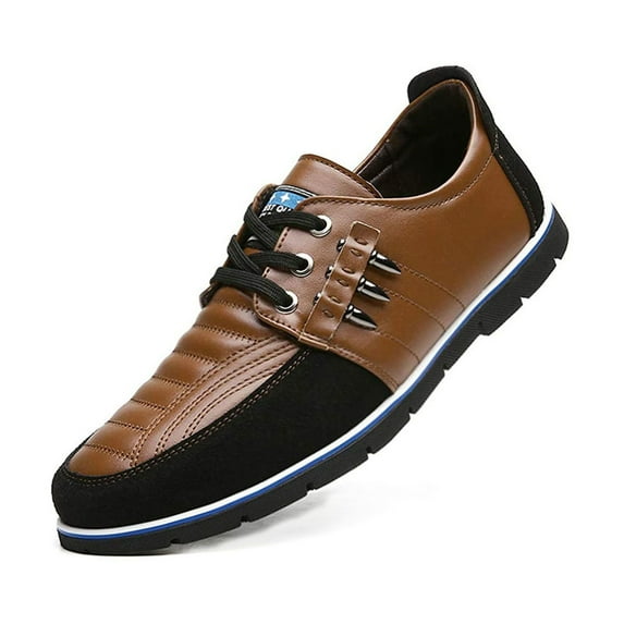 Men's Leather Shoes Loafers Casual Oxford Lace Up Business Classic Comfortable Driving Office Walking Moccasin British Fashion Brown, 9.5 US