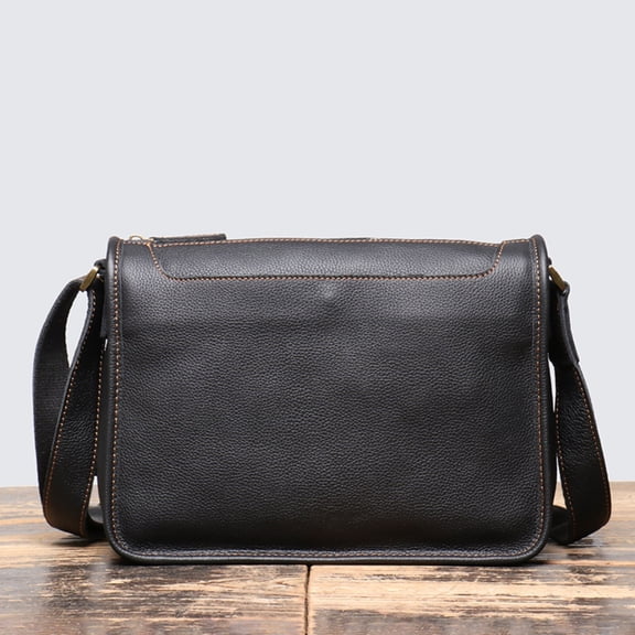 Men's Leather Shoulder Bag Crossbody Messenger Bag – Premium Cowhide Leather, Large Capacity, Adjustable Strap, Magnetic Closure, Fits 9.7" Tablet, Everyday Use