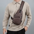 thumbnail image 1 of Men's Leather Sling Bag Crossbody Backpack | Lightweight Sports Shoulder Bag | Large Capacity with 4 Compartments | Adjustable Strap | Casual Travel Gym Hiking Everyday Carry | 6.2"x2.3"x12.5", 1 of 6