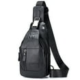 thumbnail image 1 of Men's Leather Sling Bag Waterproof Crossbody Pack Chest Shoulder Backpack for Hiking Cycling Mountaineering Travelling, 1 of 7