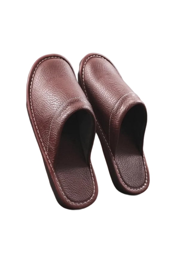 Men's Leather Slippers Sandals Closed Toes Casual House Shoes,Couple's Home Indoor Breathable Non-slip Slippers,Summer Indoor & Office Slippers