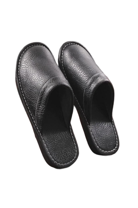 Men's Leather Slippers Sandals Closed Toes Casual House Shoes,Couple's Home Indoor Breathable Non-slip Slippers,Summer Indoor & Office Slippers