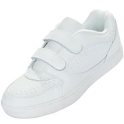Men's Leather Sneaker Shoe with Double Hook-and-Loop Straps-Wide Width