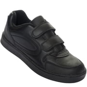 Mens Leather Sneaker Shoe with Double Hook-and-Loop Straps-Wide Width